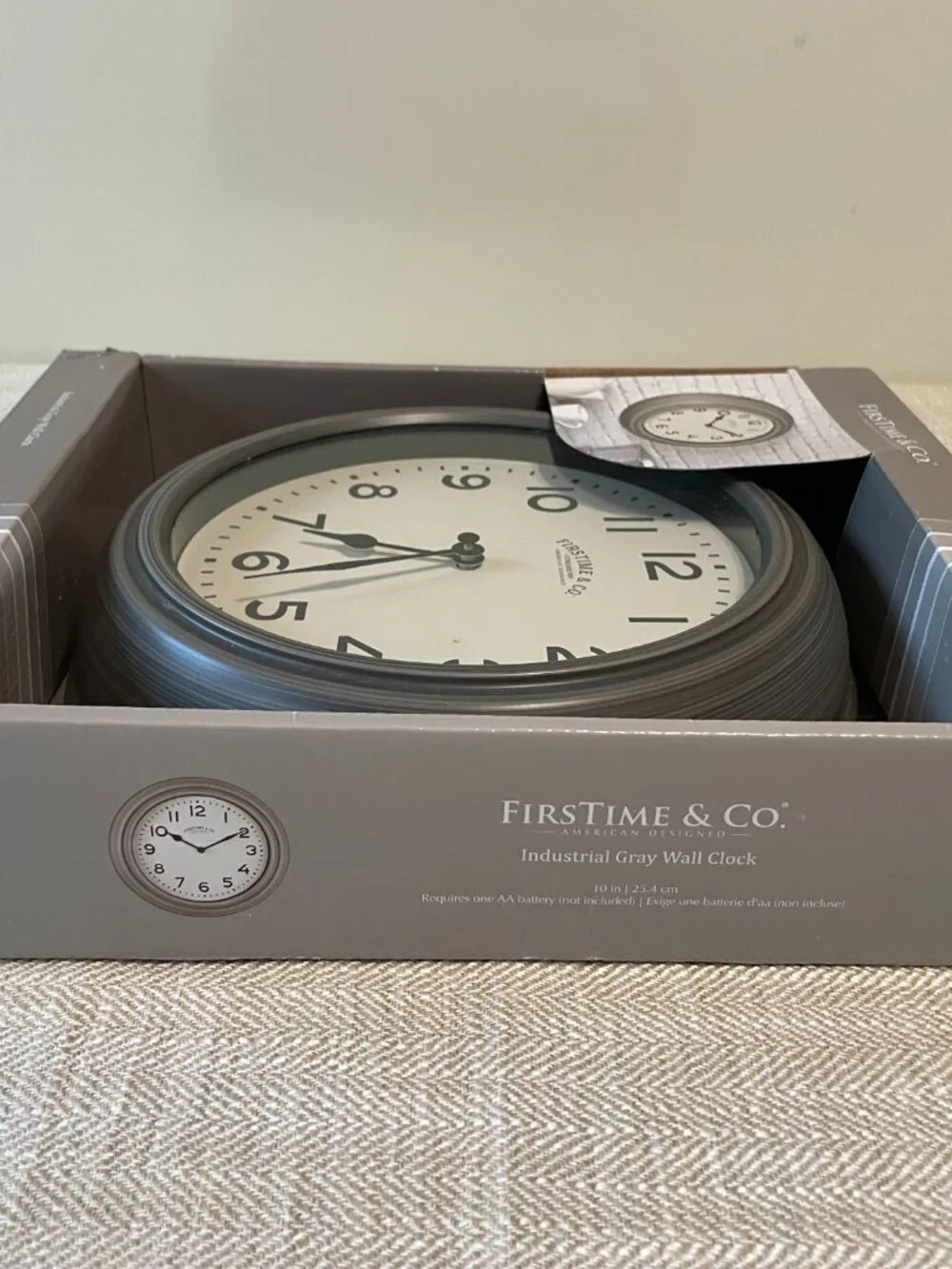NEW FirstTime & Co. 10-in Industrial Gray Quartz Wall Clock #40233, time decor